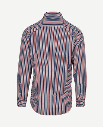 Overhemd streep donkerblauw rood