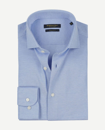 Steppin' Out overhemd stretch piqué lichtblauw | Regular-fit