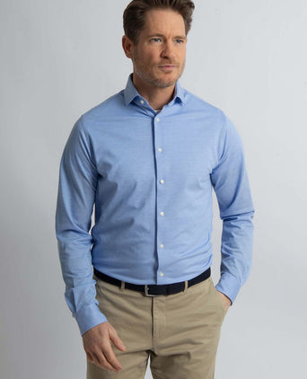 Steppin' Out overhemd stretch piqué lichtblauw | Regular-fit
