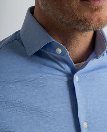 Steppin' Out overhemd stretch piqué lichtblauw | Regular-fit