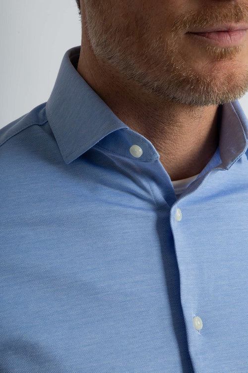 Steppin' Out overhemd stretch piqué lichtblauw | Regular-fit