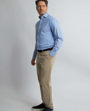 Steppin' Out overhemd stretch piqué lichtblauw | Regular-fit