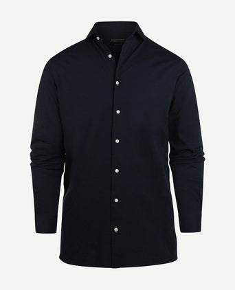 Steppin' Out overhemd stretch piqué donkerblauw | Regular-fit