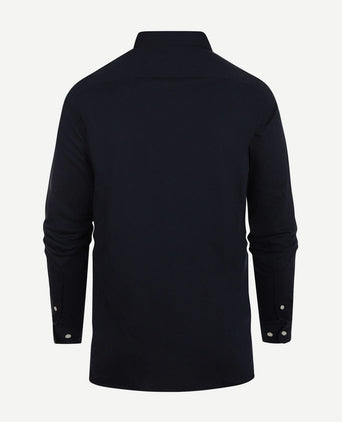 Steppin' Out overhemd stretch piqué donkerblauw | Regular-fit