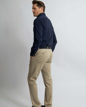 Steppin' Out overhemd stretch piqué donkerblauw | Regular-fit