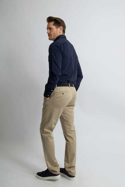 Steppin' Out overhemd stretch piqué donkerblauw | Regular-fit