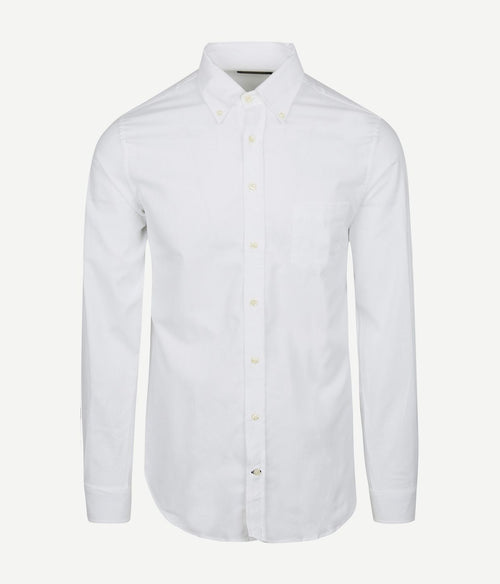 Overhemd twill borstzak wit