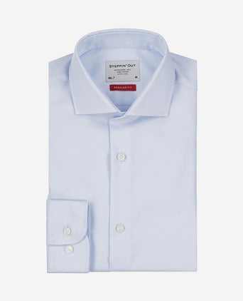 Overhemd twill extra lange mouw lichtblauw