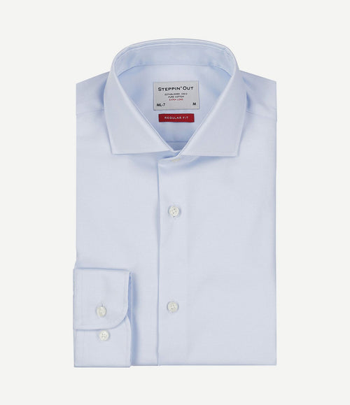 Overhemd twill extra lange mouw lichtblauw