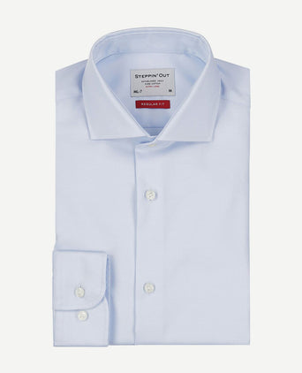 Overhemd twill extra lange mouw lichtblauw