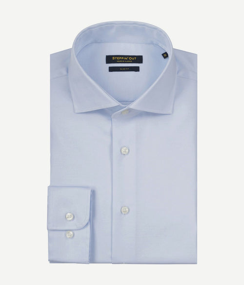 Steppin' Out overhemd slim-fit twill lichtblauw