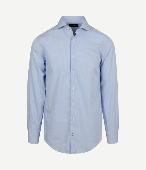 Overhemd twill streep lichtblauw