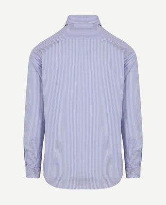 Overhemd twill streep lichtblauw rood