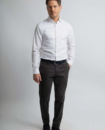 Steppin' Out overhemd slim-fit twill wit