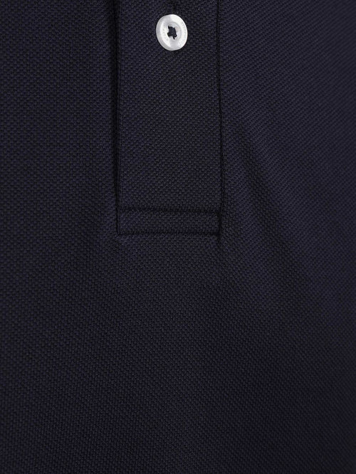 Longsleeve polo piqué classic donkerblauw