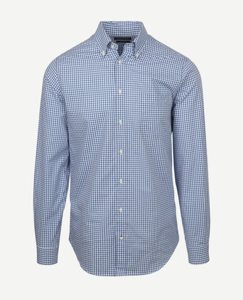 Poplin overhemd ruit lichtblauw