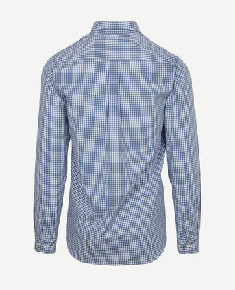 Poplin overhemd ruit lichtblauw