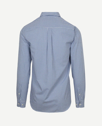 Poplin overhemd ruit lichtblauw
