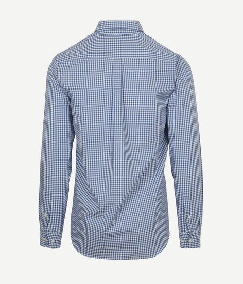 Poplin overhemd ruit lichtblauw