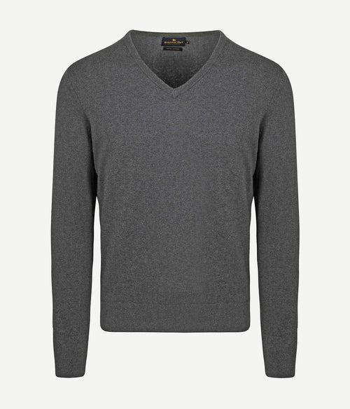 Steppin' Out pullover v-hals merinowol antraciet | Regular-fit