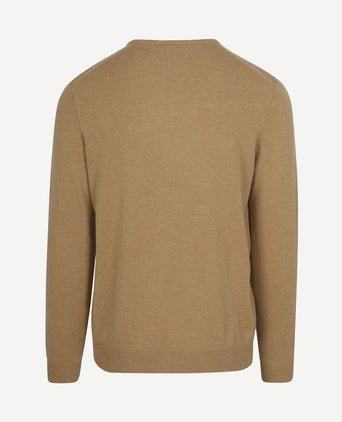 Pullover v-hals merinowol beige