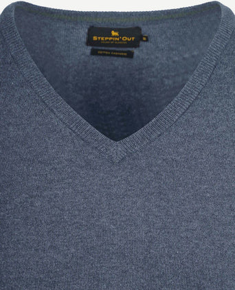 Steppin' Out pullover v-hals merinowol kobaltblauw | Regular-fit