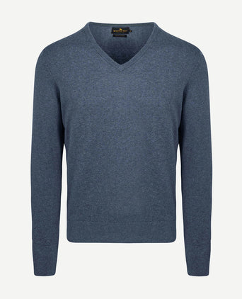 Steppin' Out pullover v-hals merinowol kobaltblauw | Regular-fit