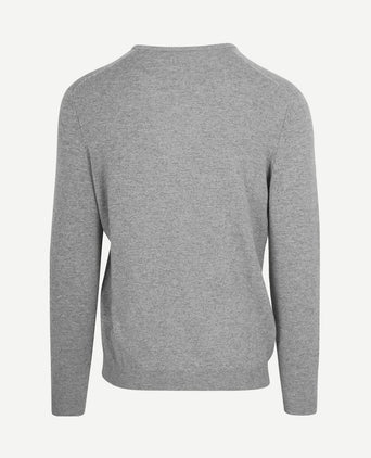 Pullover v-hals merinowol mid grijs