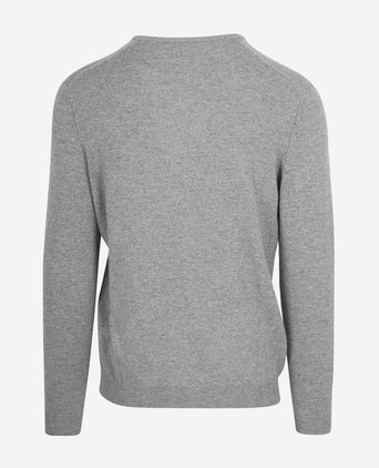 Pullover v-hals merinowol mid grijs