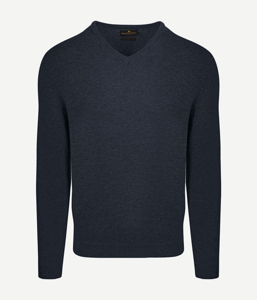 Steppin' Out pullover v-hals merinowol donkerblauw | Regular-fit
