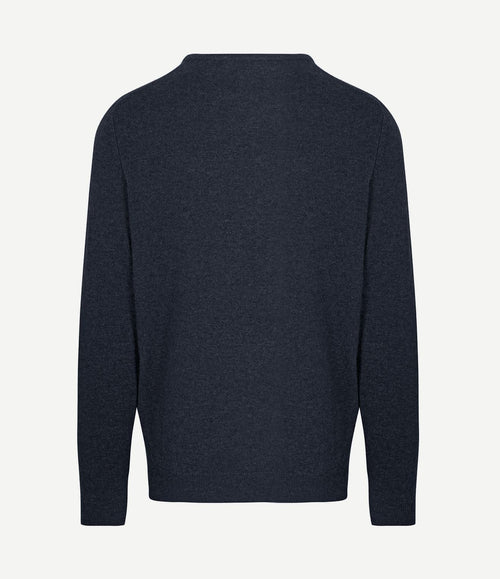 Pullover v-hals merinowol donkerblauw