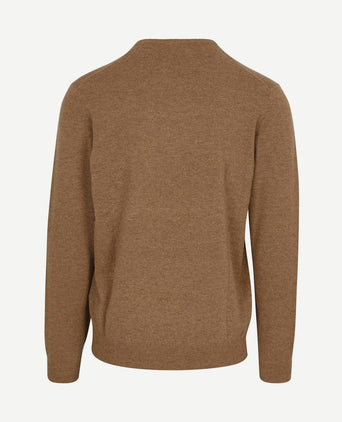 Pullover v-hals merinowol praline