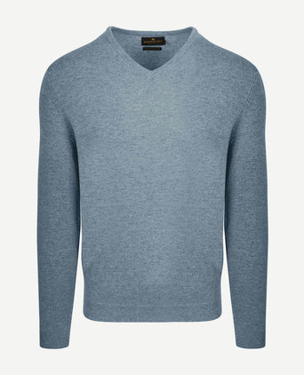 Pullover v-hals merinowol sky blue