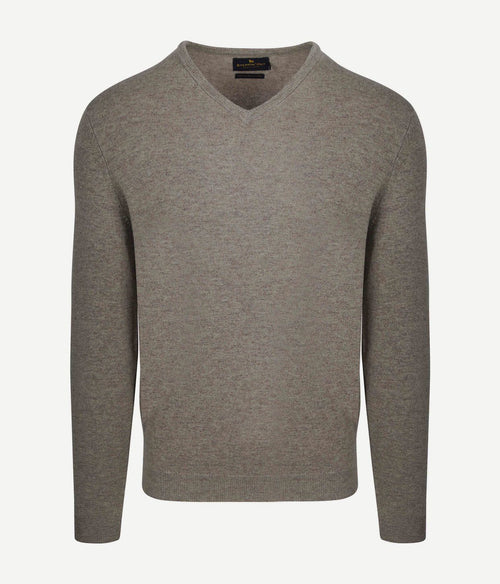 Steppin' Out pullover v-hals merinowol taupe | Regular-fit