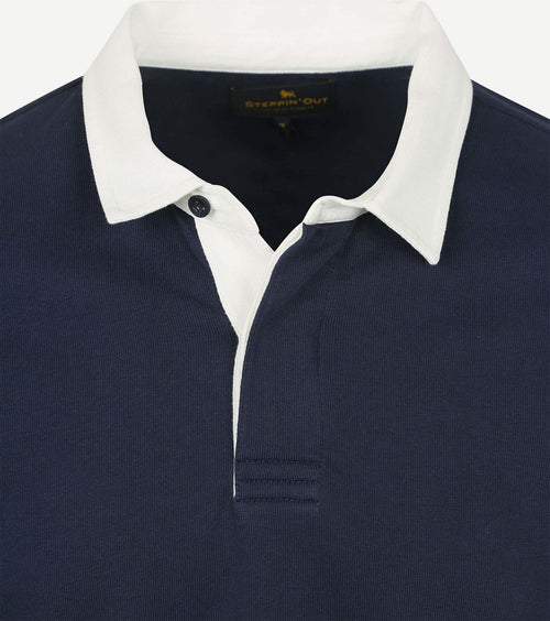 Steppin' Out rugby polo donkerblauw | Regular-fit