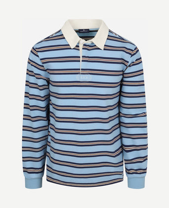 Rugby polo streep blauw