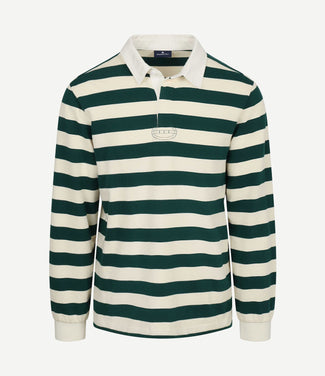 Rugby polo streep groen ecru Rugby polo streep groen ecru
