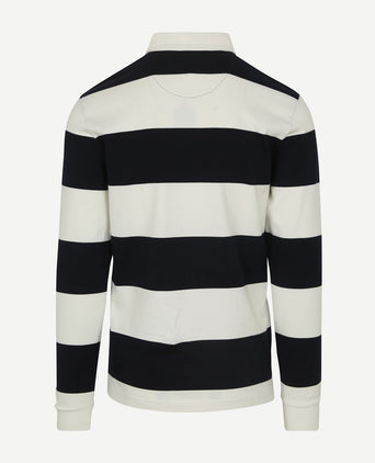 Steppin' Out rugby polo streep donkerblauw wit | Regular-fit