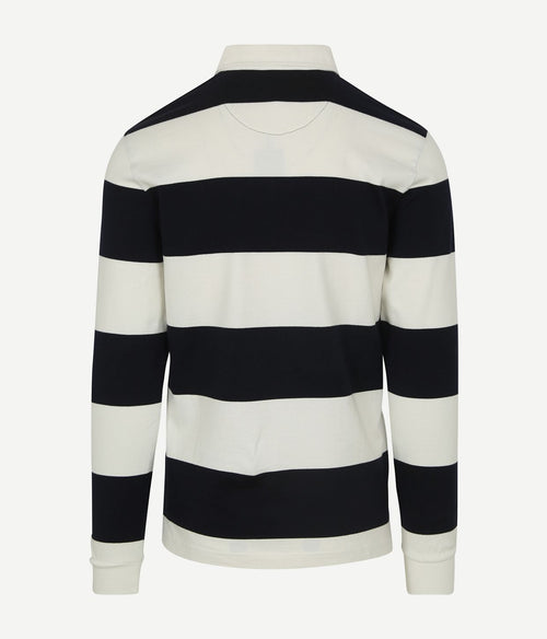 Steppin' Out rugby polo streep donkerblauw wit | Regular-fit