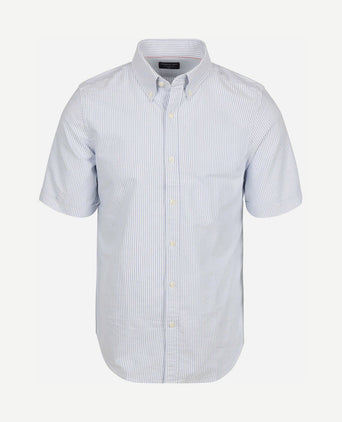Short sleeve overhemd Oxford yale streep lichtblauw
