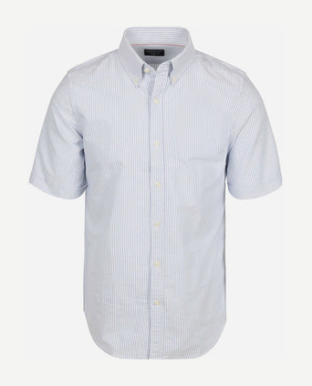 Short sleeve overhemd Oxford yale streep lichtblauw
