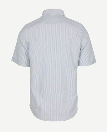 Short sleeve overhemd Oxford yale streep lichtblauw