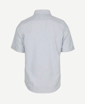 Short sleeve overhemd Oxford yale streep lichtblauw