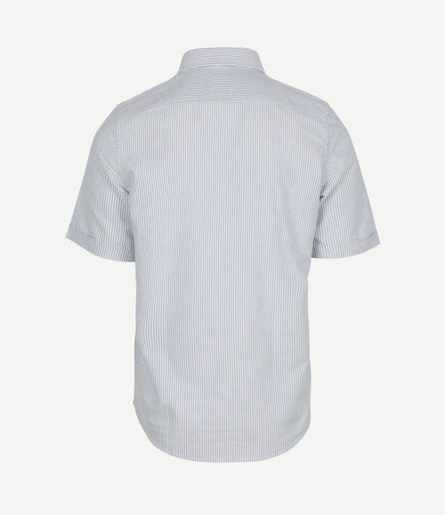 Short sleeve overhemd Oxford yale streep lichtblauw