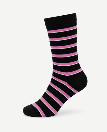 Sokken streep donkerblauw roze