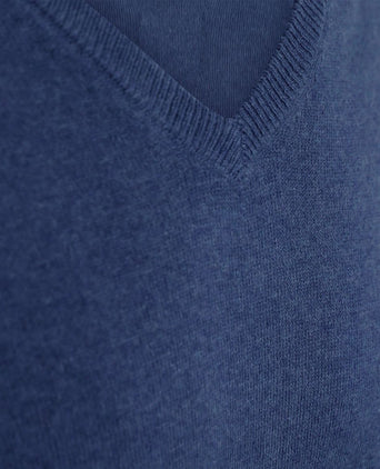Trui cashmere v-hals kobaltblauw