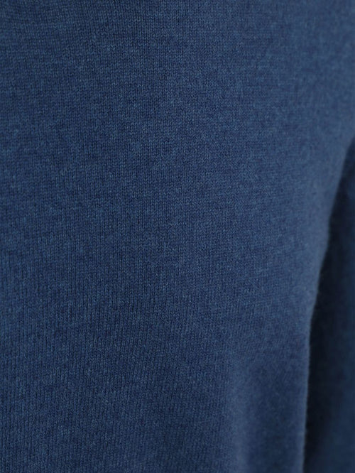 Pullover v-hals merinowol mid blauw
