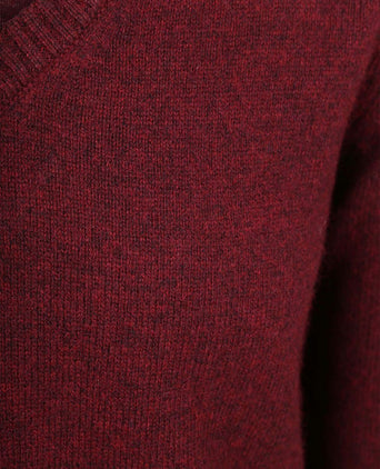 Trui v-hals lamswol bordeaux