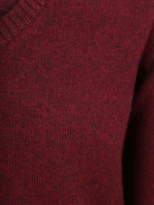 Trui v-hals lamswol bordeaux