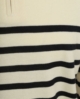 Half-zip trui breton stripe ecru